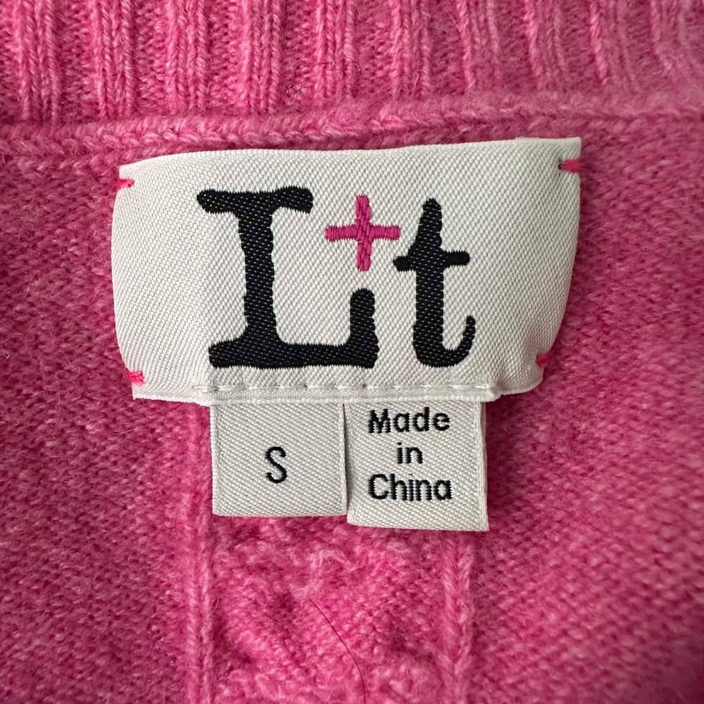 Label + Thread Wool Cashmere V-neck Colorblock Sweater Tan Pink Size‎ Small - Picture 12 of 13